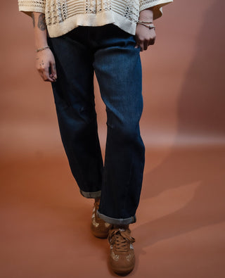 RISEN Women's Dark Harvest Textured Barrel Jeans - 210 Jeans - The Farmhouse