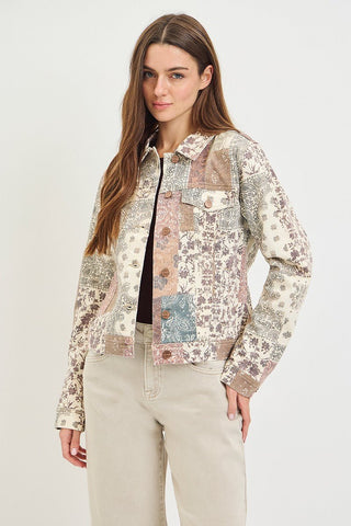 RISEN Women's Paisley Saddle Denim Jacket - 160 Outerwear - The Farmhouse