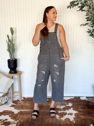Rock Ridge Urban Chic Wide Leg Denim Overall Jumpsuit - Black Denim - 180 One Piece Outfits - The Farmhouse