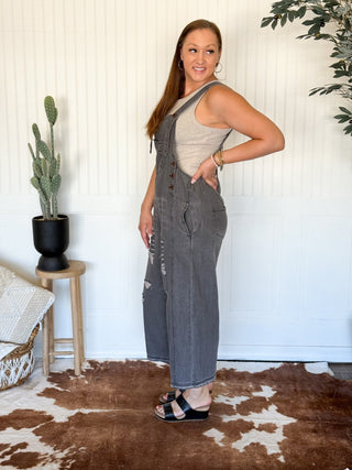 Rock Ridge Urban Chic Wide Leg Denim Overall Jumpsuit - Black Denim - 180 One Piece Outfits - The Farmhouse