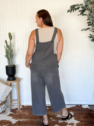 Rock Ridge Urban Chic Wide Leg Denim Overall Jumpsuit - Black Denim - 180 One Piece Outfits - The Farmhouse