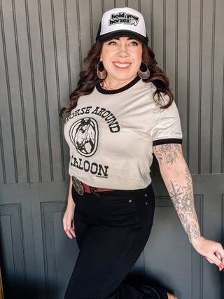 Rodeo Hippie, Hold Your Horses Trucker Hat, Black and White - 260 Fashion Accessories - The Farmhouse