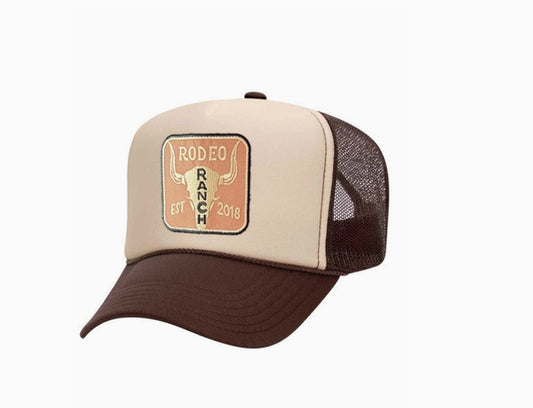 Rodeo Ranch Est Foam Front Trucker Hat - Tan and Brown - The Farmhouse