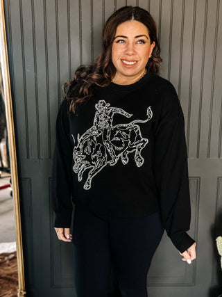 Rodeo Spirit Western Embroidered Pullover, Black - The Farmhouse