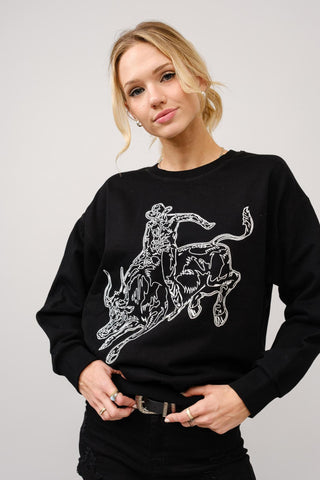 Rodeo Spirit Western Embroidered Pullover, Black - The Farmhouse