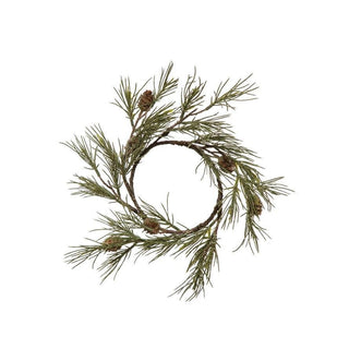 Round Faux Jack Pine Wreath with Pinecones and Glitter - The Farmhouse