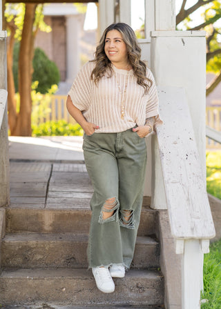 Rustic Haven Loose Fit Dolman Sleeve Top - Oatmeal - The Farmhouse