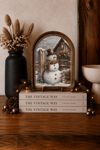 Rustic Snowman Christmas Arch Framed Art 8.25x11” - 430 Holiday Decor - The Farmhouse