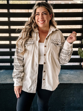 Rustic Trails Aztec Western Boho Shacket, Ivory - The Farmhouse