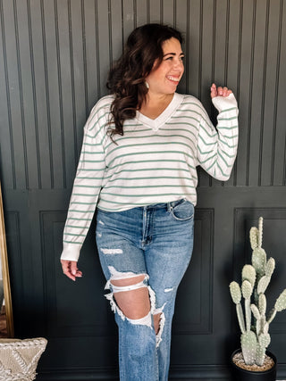 Sagebrush Sunrise Striped Top, Mint - The Farmhouse