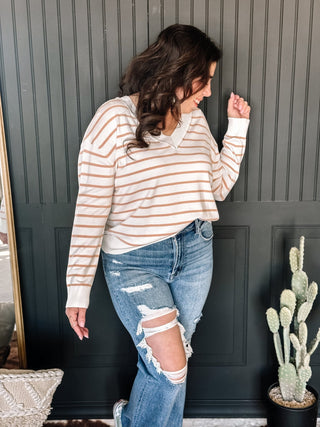 Sagebrush Sunrise Striped Top, Peach - The Farmhouse