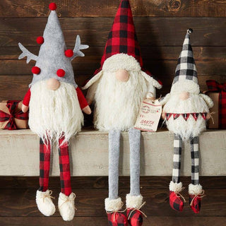 Santa Buffalo Plaid Dangle Leg Gnome - The Farmhouse