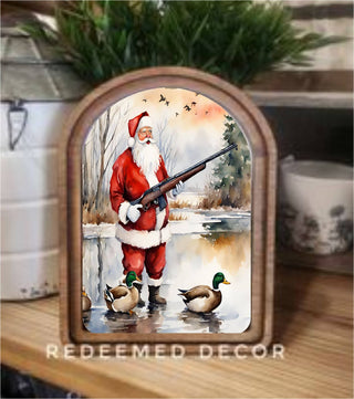 Santa Duck Hunting Arch Framed Art 6x8" - 420 Home Decor - The Farmhouse