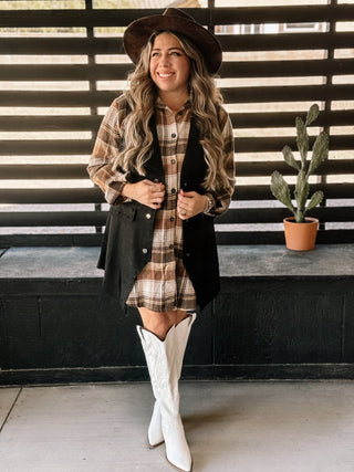 Santa Fe Flannel Dress - Mocha - The Farmhouse