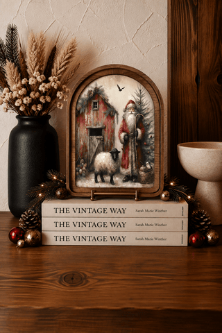 Santa Sheep Arch Framed Art, 6x8" - 430 Holiday Decor - The Farmhouse