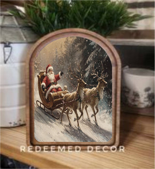 Santa Sleigh Arch Framed Art, 6x8"