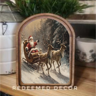 Santa Sleigh Christmas Arch Framed Art, 8.25 x 11” - 430 Holiday Decor - The Farmhouse
