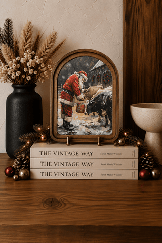Santa with Cows Christmas Arch Framed Art 6”x8" - 420 Home Decor - The Farmhouse