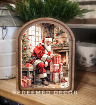 Santa with Gifts Arch Framed Art 6x8" - 420 Home Decor - The Farmhouse