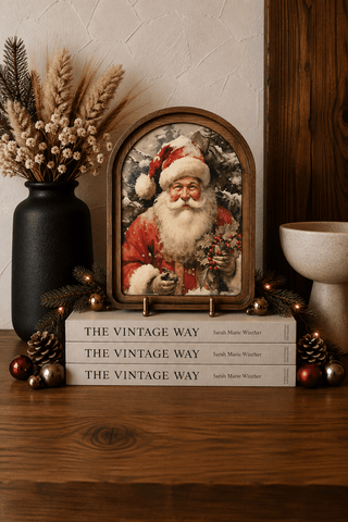 Santa with Holly Arch Framed Art 6x8" - 420 Home Decor - The Farmhouse