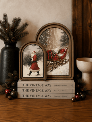 Santa with Tree Arch Framed Arch Layered Set 6x8"+ 8.25x11" - 420 Home Decor - The Farmhouse