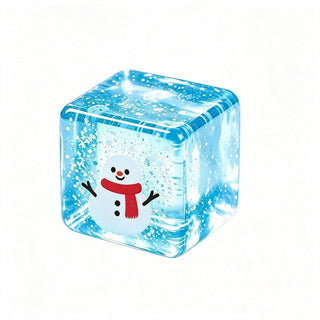 Snowman Christmas glitter cube squishy with shimmering jelly body for kids