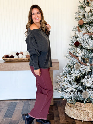 Savannah One Shoulder Washed Top - 100 Casual Tops - The Farmhouse