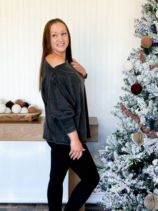 Savannah One Shoulder Washed Top - 100 Casual Tops - The Farmhouse