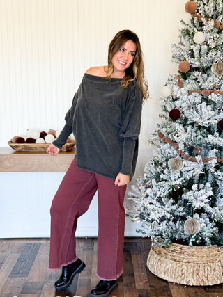 Savannah One Shoulder Washed Top - 100 Casual Tops - The Farmhouse
