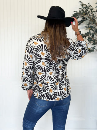 Savannah Print Button Down Top - 110 Blouses - The Farmhouse