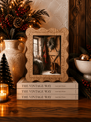 Scallop Christmas Doorway framed canvas art for holiday home decor