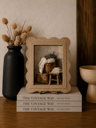 Scallop Towel Basket Arch Framed Canvas Art 6.5x8" - 420 Home Decor - The Farmhouse