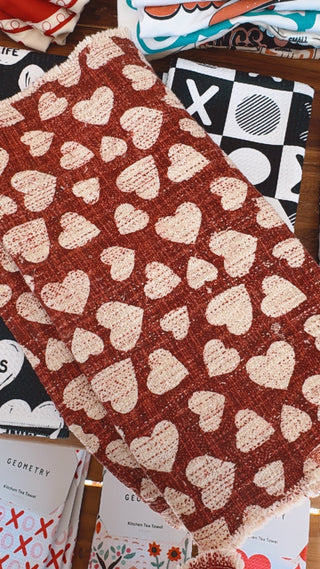 Scattered Hearts Valentines Day Table Runner, Hearts Print - The Farmhouse