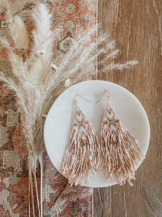 Seed Bead Earrings - Peach - The Farmhouse