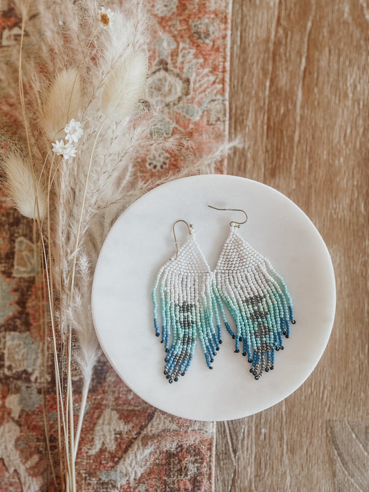 Seed Bead Earrings - Peacock - The Farmhouse