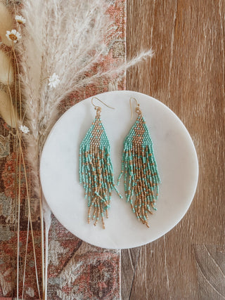 Seed Bead Earrings - Teal - The Farmhouse