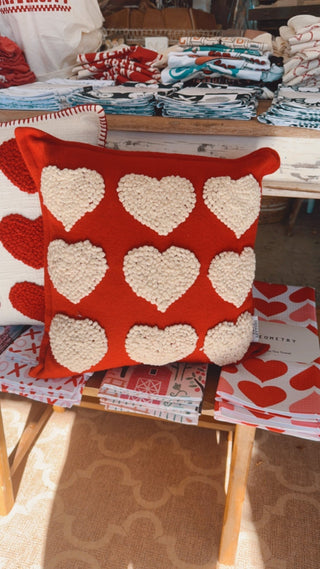 Sherpa Valentines Day Heart Pillow, Red - The Farmhouse