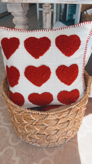 Sherpa Valentines Day Heart Pillow, White - The Farmhouse