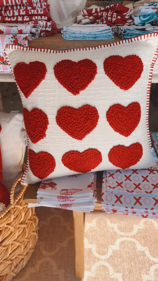 Sherpa Valentines Day Heart Pillow, White - The Farmhouse