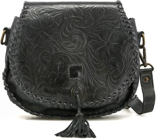 BedStu Half Moon, Black Rustic Embossed