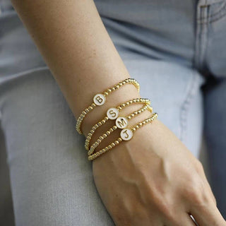 Gold Initial Stretch Bracelet