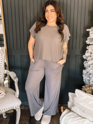 Sierra Haven Athleisure Lounge Thermal Top & Pant Set, Charcoal - The Farmhouse