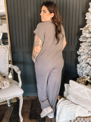 Sierra Haven Athleisure Lounge Thermal Top & Pant Set, Charcoal - The Farmhouse