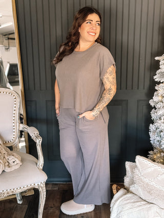 Sierra Haven Athleisure Lounge Thermal Top & Pant Set, Charcoal - The Farmhouse