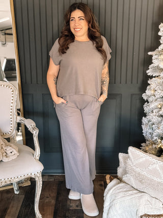 Sierra Haven Athleisure Lounge Thermal Top & Pant Set, Charcoal - The Farmhouse