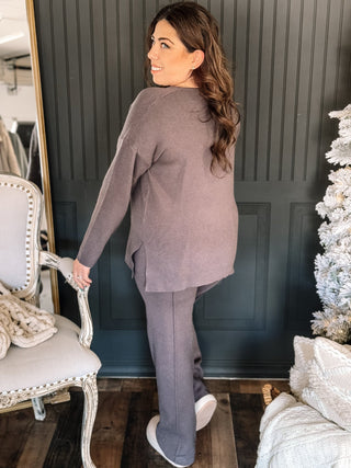 Sierra Lounge Athleisure Lounge Knit Set, Charcoal - The Farmhouse