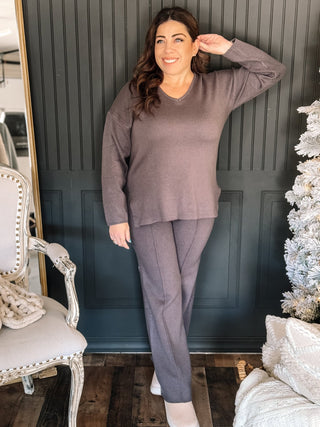 Sierra Lounge Athleisure Lounge Knit Set, Charcoal - The Farmhouse