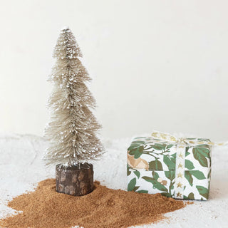 Sisal Bottle Brush Tree w/ Wood Base - Snow Finish - The Farmhouse