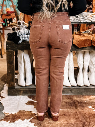 Sleek Lines High Rise Skinny Jeans, Mocha - The Farmhouse