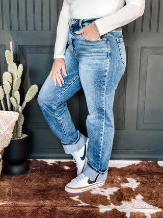 Sleek Sculpt High Rise Crop Tummy Control Denim Jeans - The Farmhouse